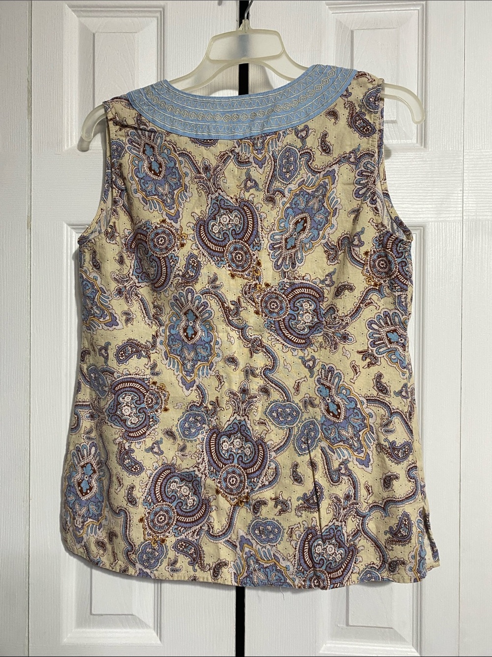 Fenn Wright Manson Linen blend & Embroidery V neck Tank top shirt blouse LARGE - Picture 6 of 9
